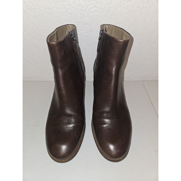 Ecco Brown Leather Side Zip Ankle Boots Booties Women 7-7.5 ( 38) - Picture 3 of 11